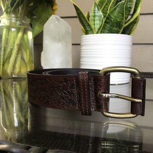 Tooled leather belt